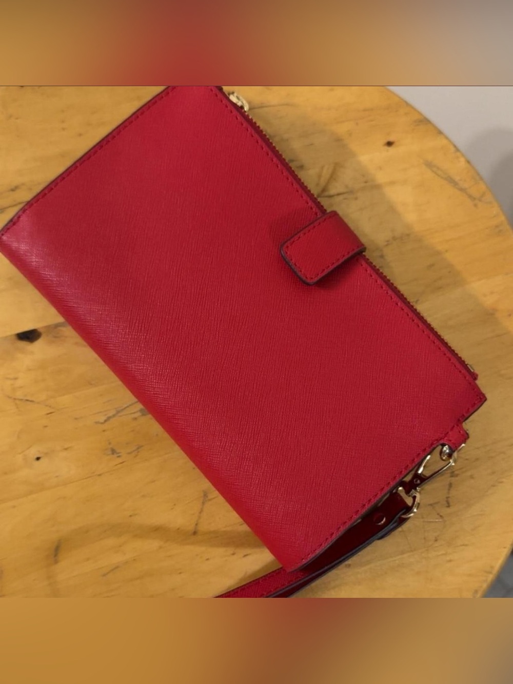 Michael Kors Red Wristlet Clutch with Gold Logo - Picture 2 of 5